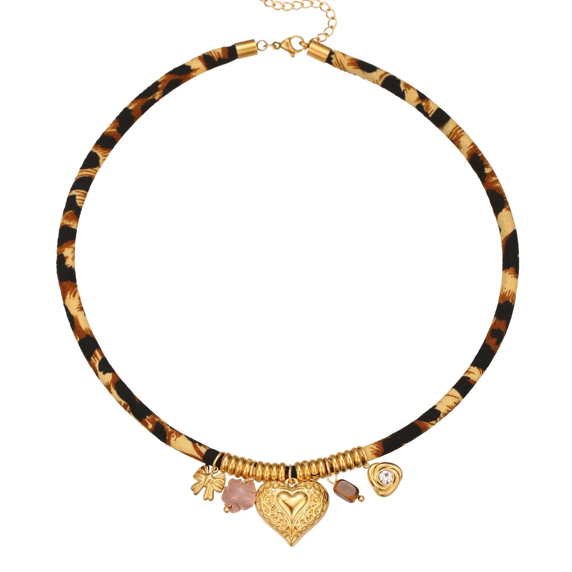 Leopard series stainless steel necklace for women with geometric pendant and adjustable 41-50cm length