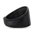 Black self-heating magnetic therapy neck guard with adjustable shoulder strap.