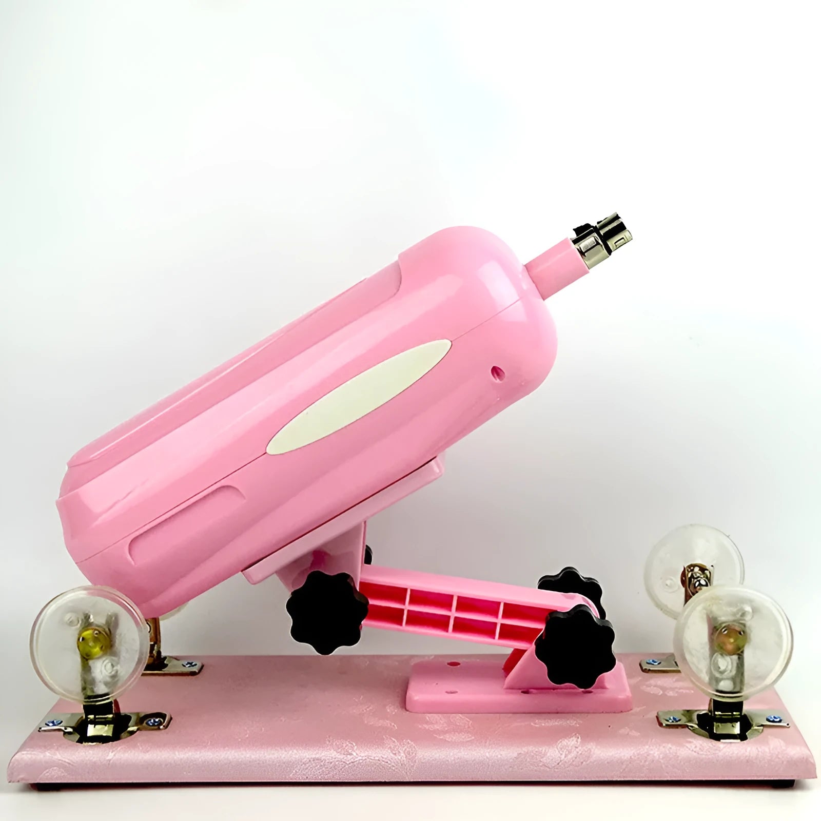 Purple automatic telescopic thrusting sex toy for women on a white background.