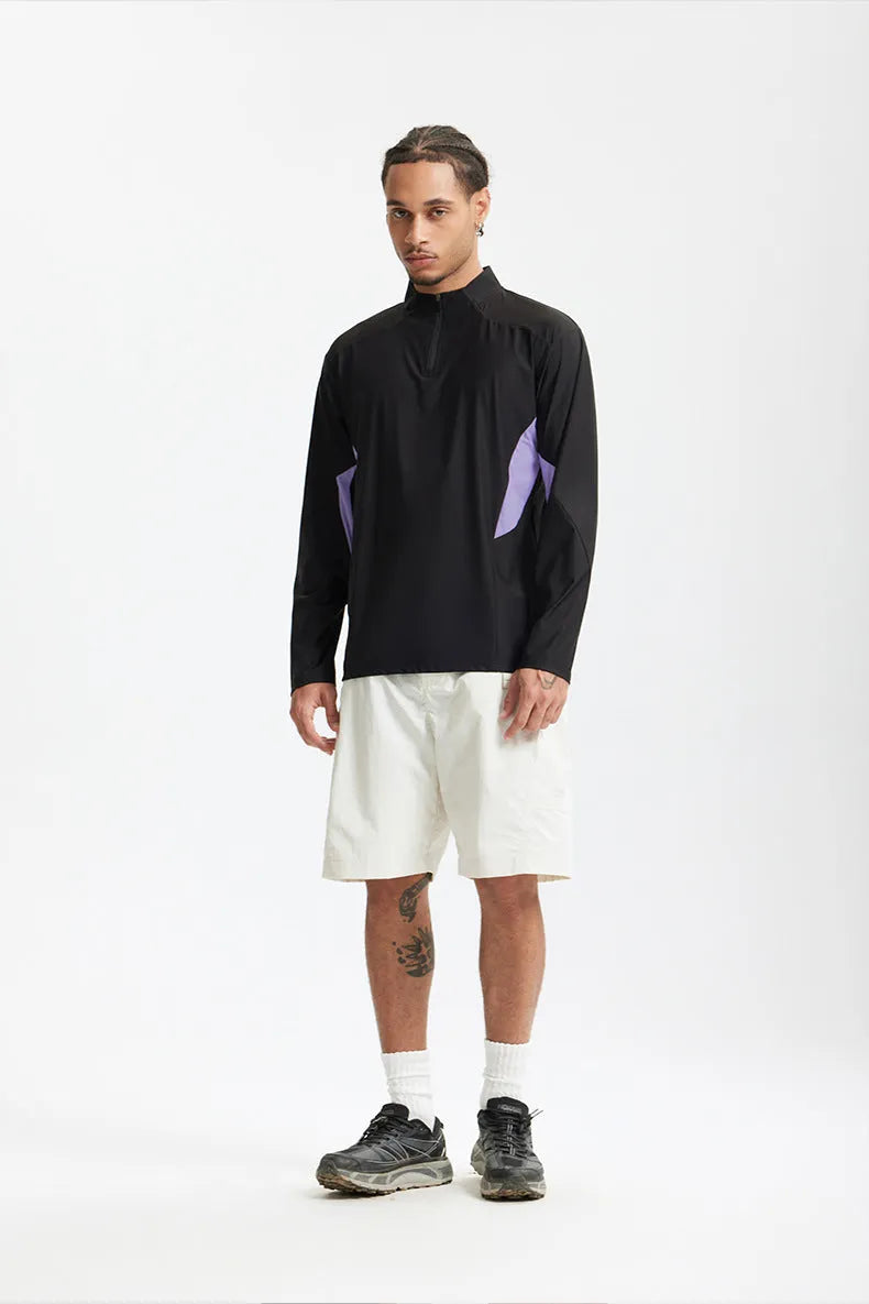 Men's lightweight polyester casual top in solid colour with choice of long or short sleeves