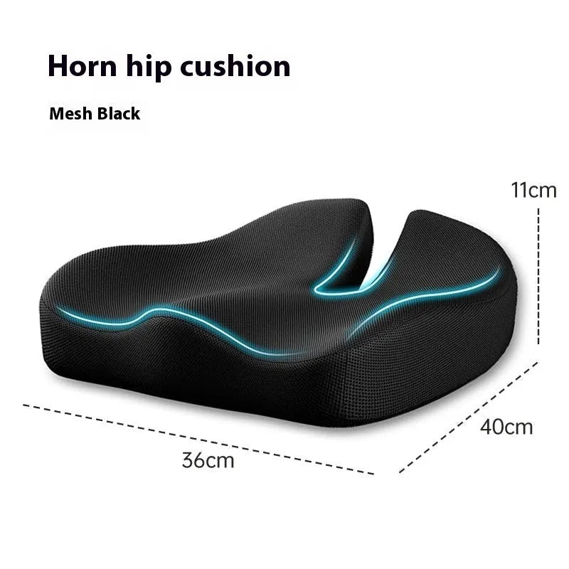 Memory foam office chair cushion measuring 36x40x11cm with lumbar support in grey colour options
