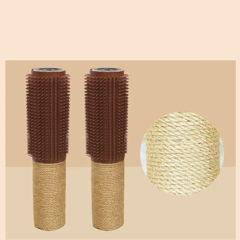 Brown sisal scratching post for cats with natural jute rope measuring 30cm tall