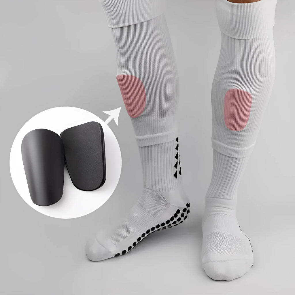 PU material mini shin guards for football in red, blue, black and white colours