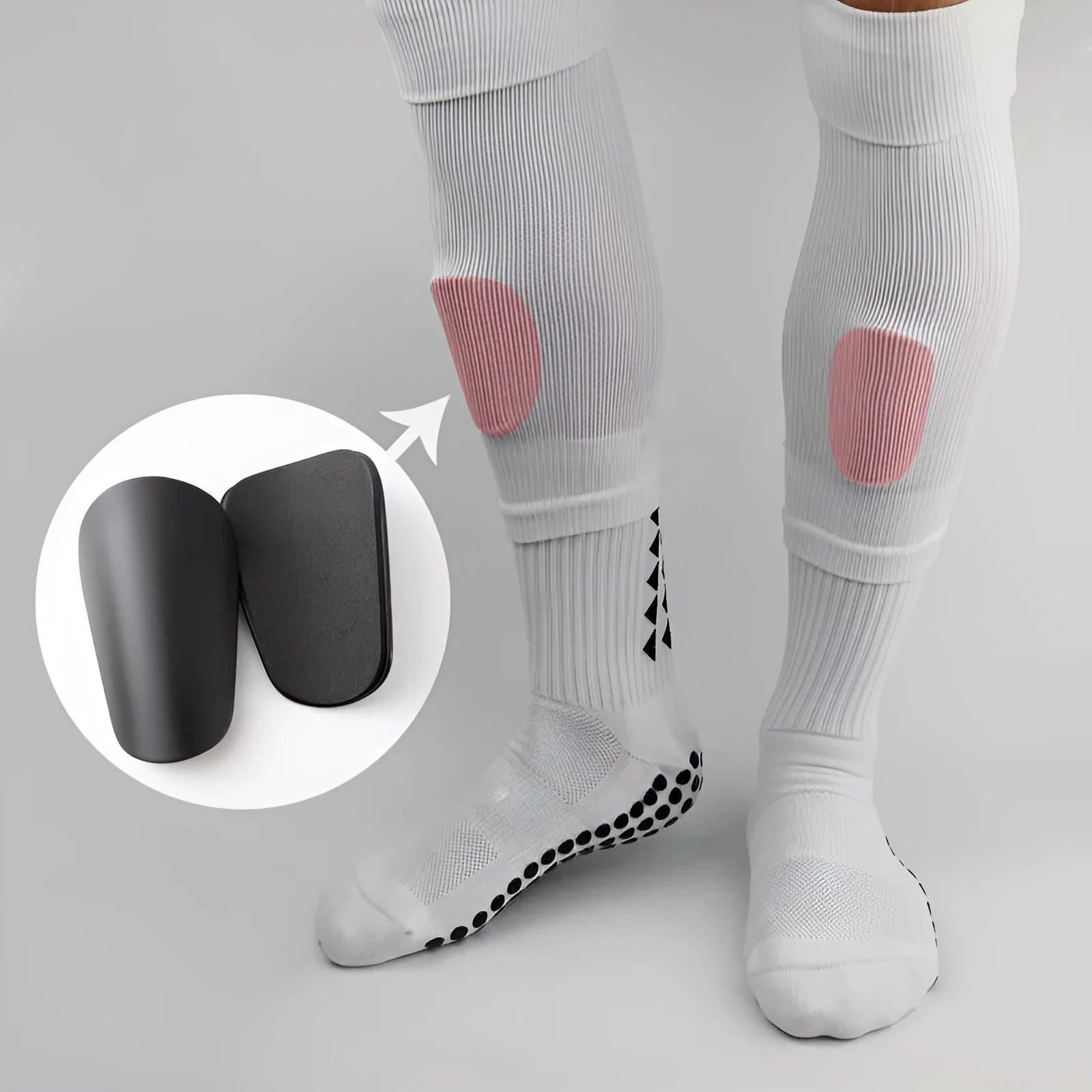 PU material mini shin guards for football in red, blue, black and white colours