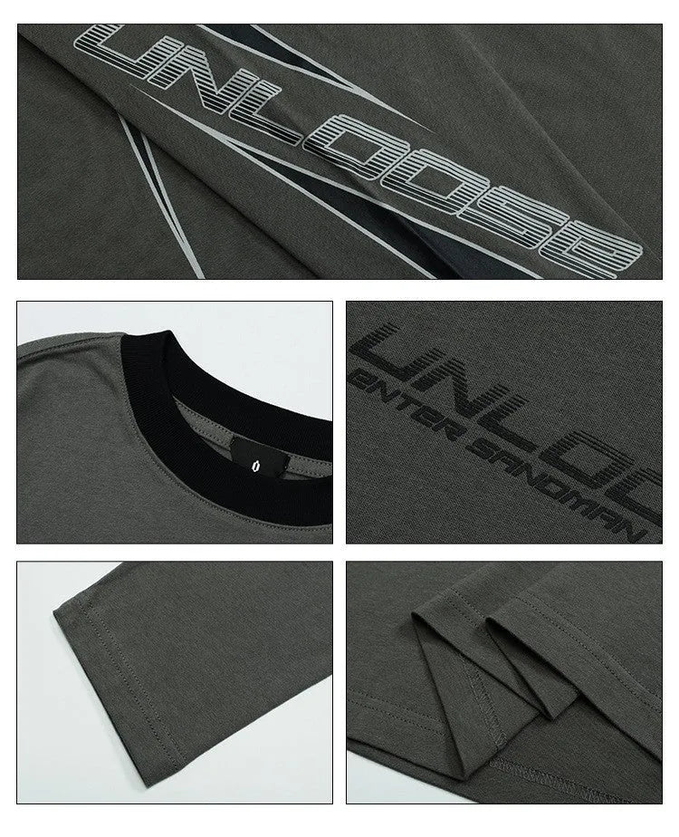 Grey cotton men's pullover sweatshirt with drop shoulder sleeves and loose fit