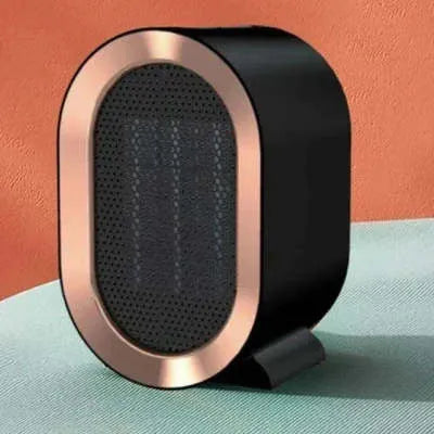 Desktop electric ceramic heater in various colours with mechanical controls and compact portable design