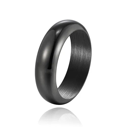 Glossy electroplated titanium steel ring in gold, black or steel colour