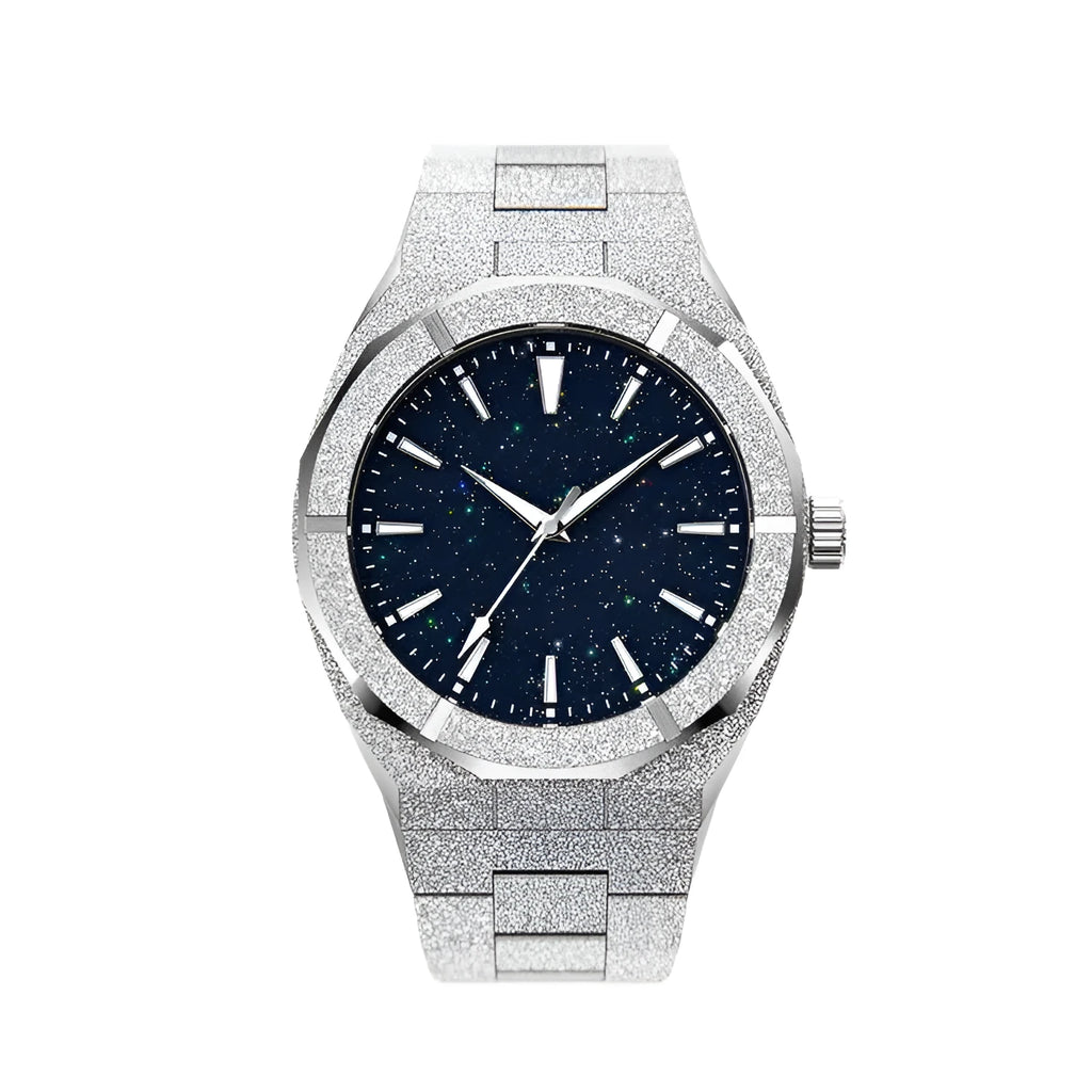 Men's stainless steel waterproof business watch with quartz movement and butterfly buckle