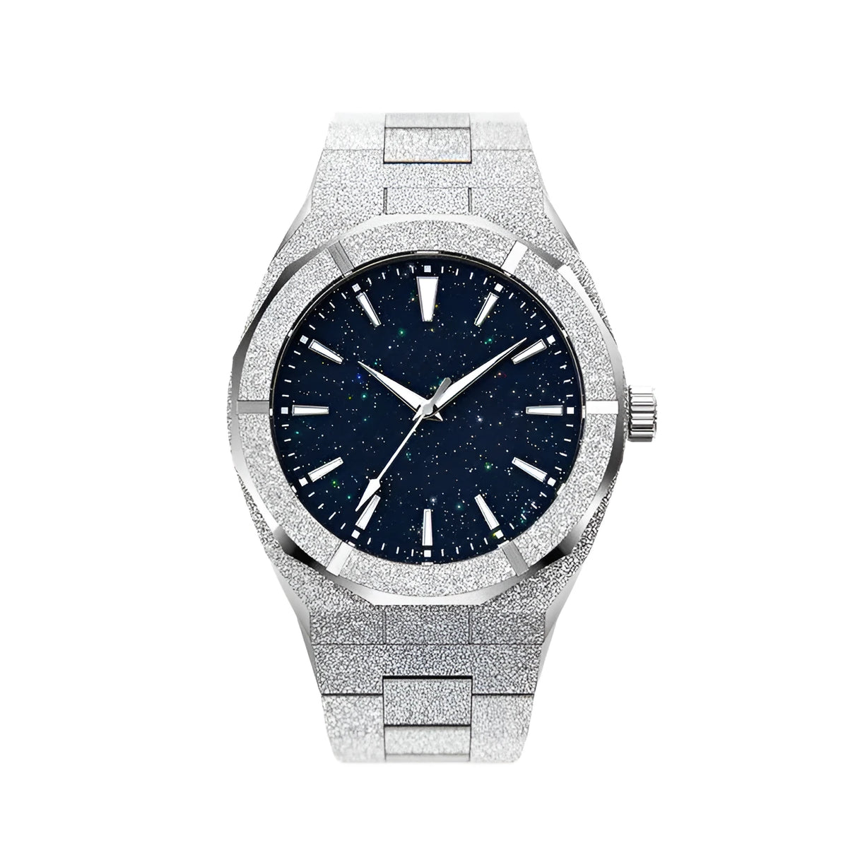 Men's stainless steel waterproof business watch with quartz movement and butterfly buckle
