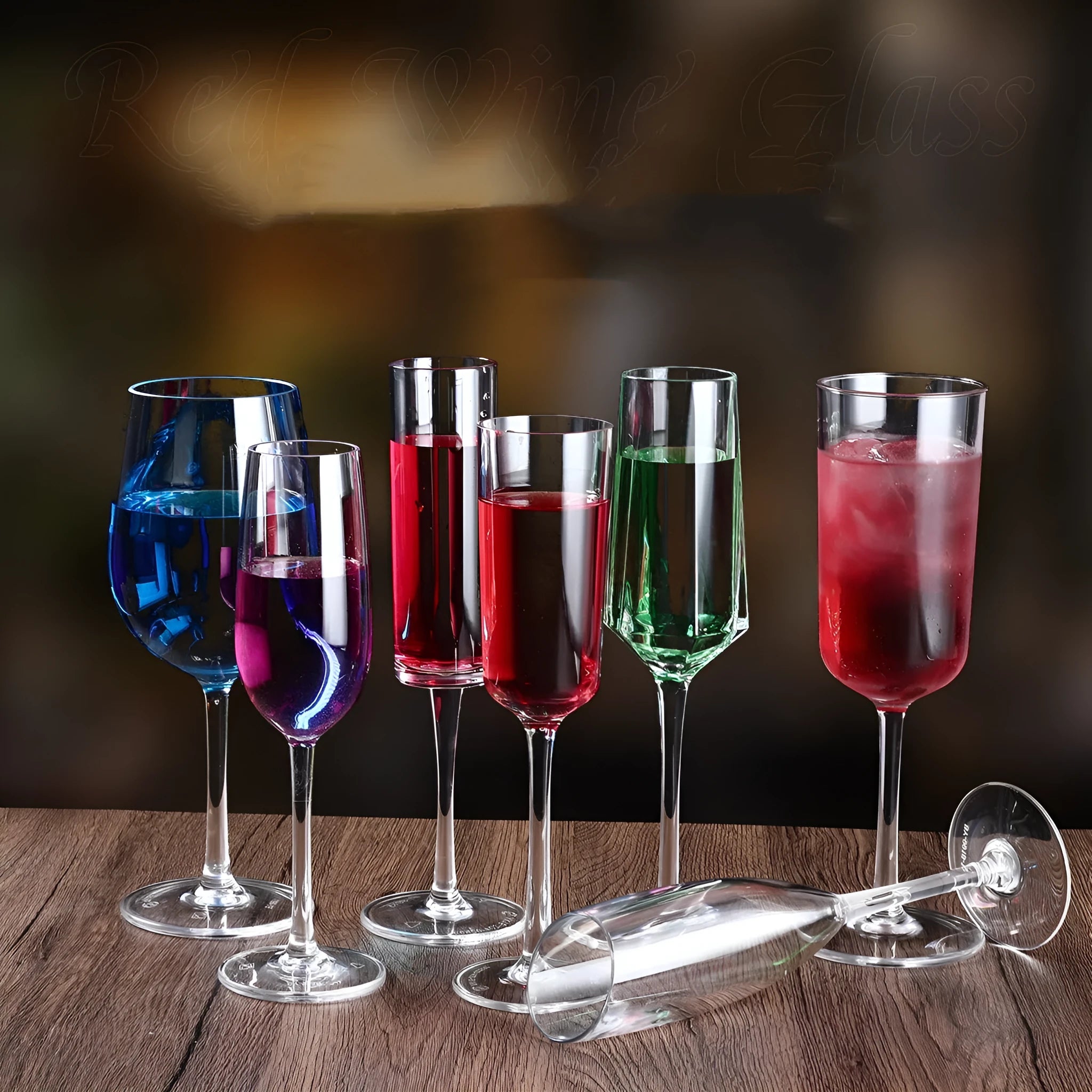 Drop-resistant PC Acrylic wine glass in modern simplicity style available in 300ml and 550ml capacities for party catering.