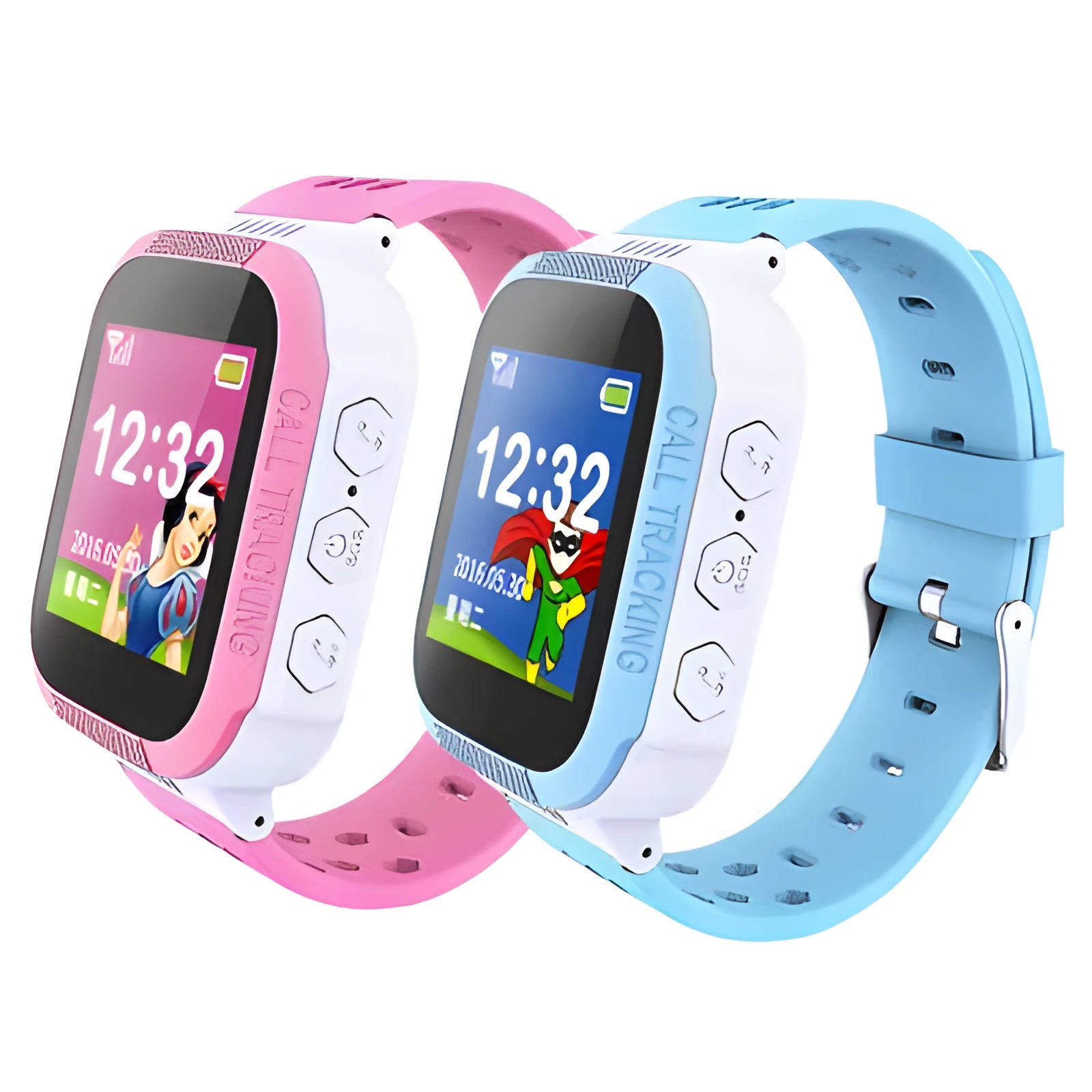 Blue children's phone watch with 1.44-inch IPS colour screen showing time display