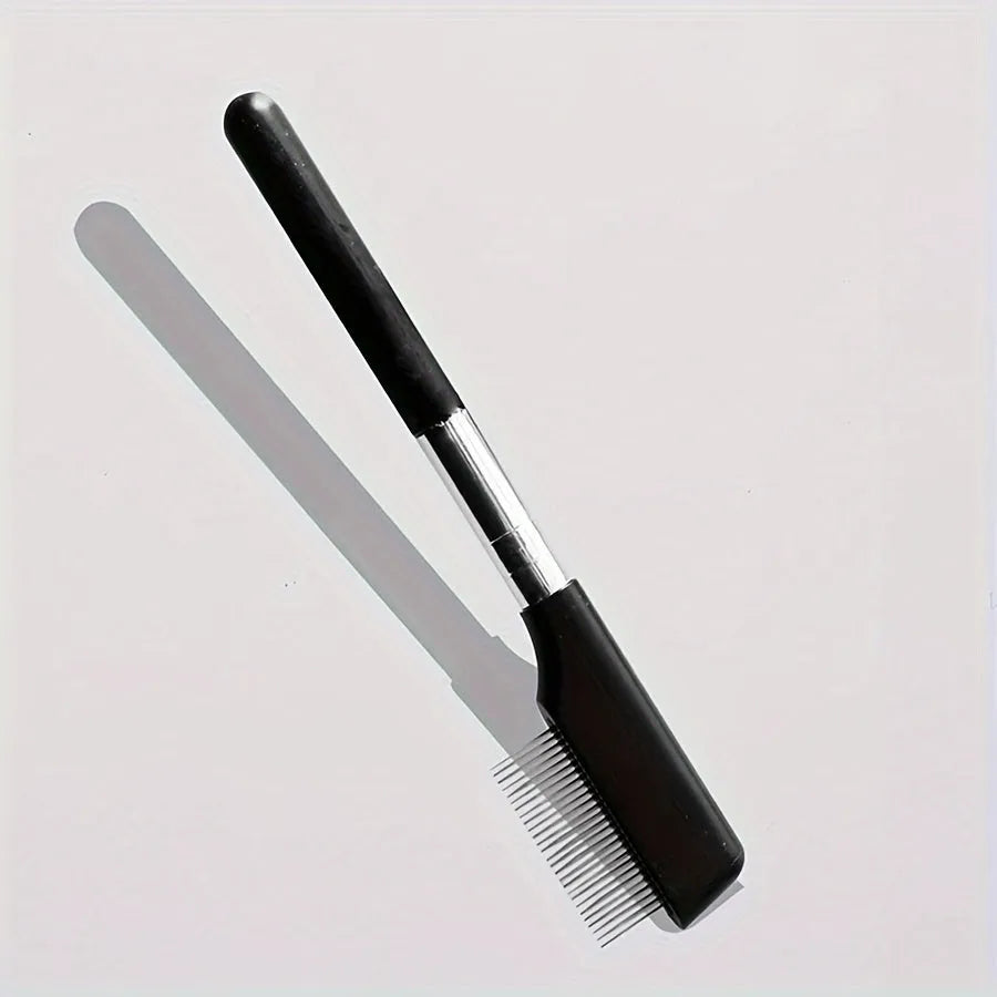 Black pet grooming brush with soft tear stain remover comb for dogs and cats ambidextrous design