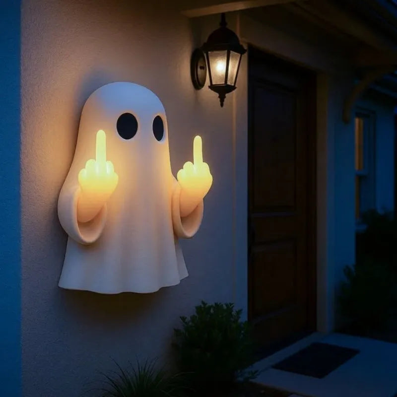 Plastic ghost statue night lamp Halloween decoration in white or black colour options
