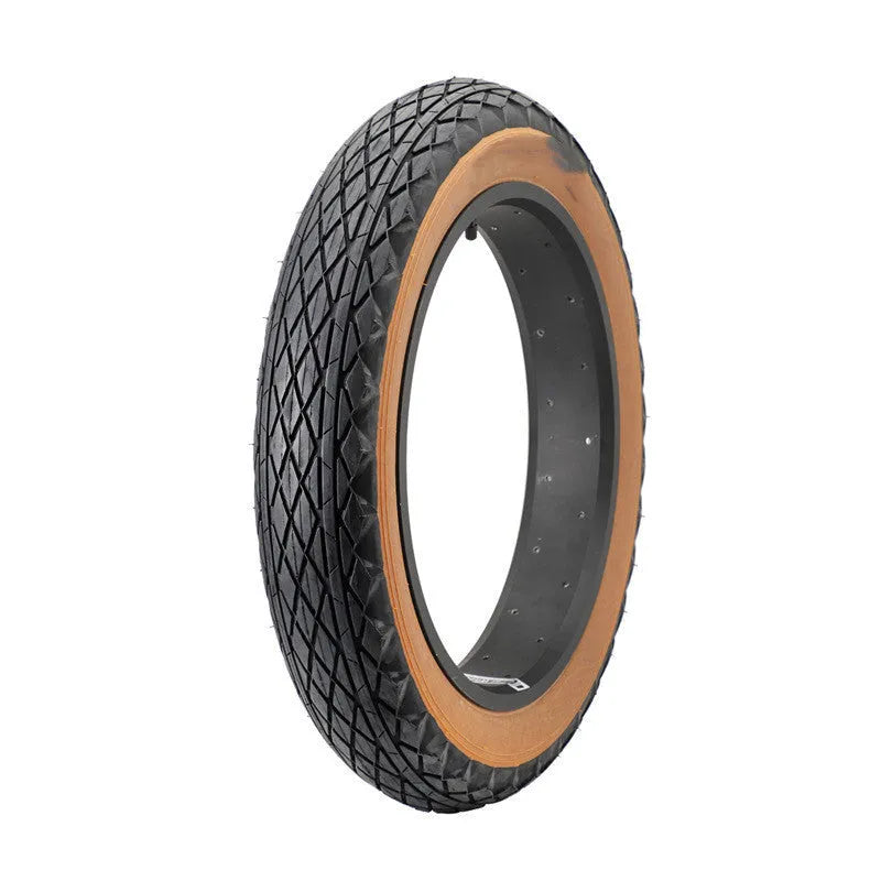 Brown sidewall snowmobile replacement tyre showing 20 inch diameter and 4.0 inch width tread