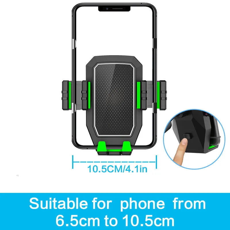 Green car drink rack with mobile phone holder showing A02 model designation
