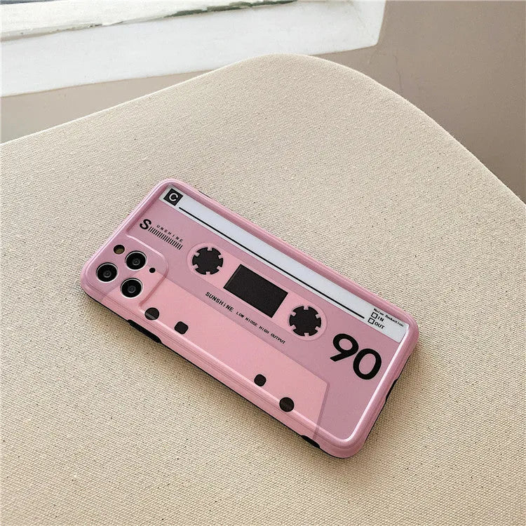 Pink tape silicone phone case with Japanese Korean photo frame design for iPhone 11 Pro Max XS Max XR X 8 Plus 7 Plus
