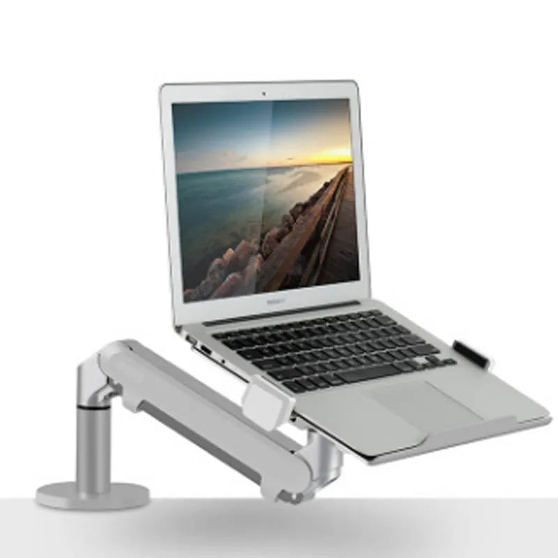 Aluminium alloy notebook stand with air pressure arm in black or silver colour
