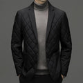 Men's thick winter jacket with lapel collar in black, shrimp blue, or dark grey colours