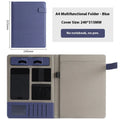 Leather A4 business folder with optional pen and notepad accessories in black colour