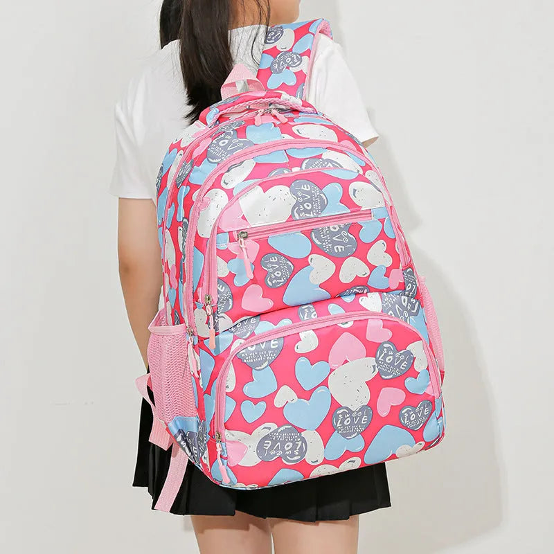 Blue student schoolbag with air pillow belt system showing Oxford cloth material and large main compartment