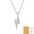 S925 silver cross chain necklace with moissanite lightning pendant, adjustable 21cm to 50cm length