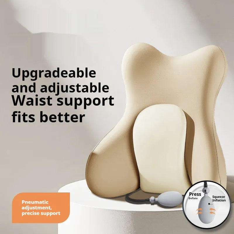 Ergonomic backrest waist pad with memory foam filler in solid colour options.