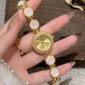 Women's quartz watch with 25mm round dial in six colour options including milky white, dark green and purple