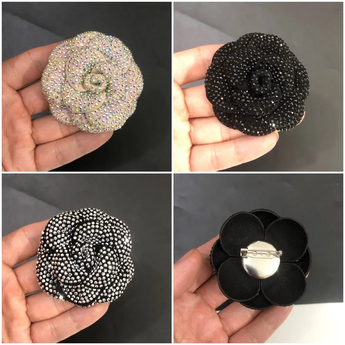 Genuine leather shoe brooch ornament with crystal embellishments in eight colour options
