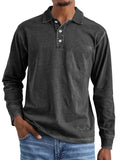 Retro washed pure cotton polo shirt with long sleeves and a lapel collar, shown in Army Green.