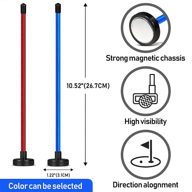 Red magnetic direction baseball bar golf alignment swing trainer on practice mat