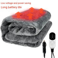 Grey 12V car electric blanket with cigarette lighter plug and intelligent 9-speed temperature controller