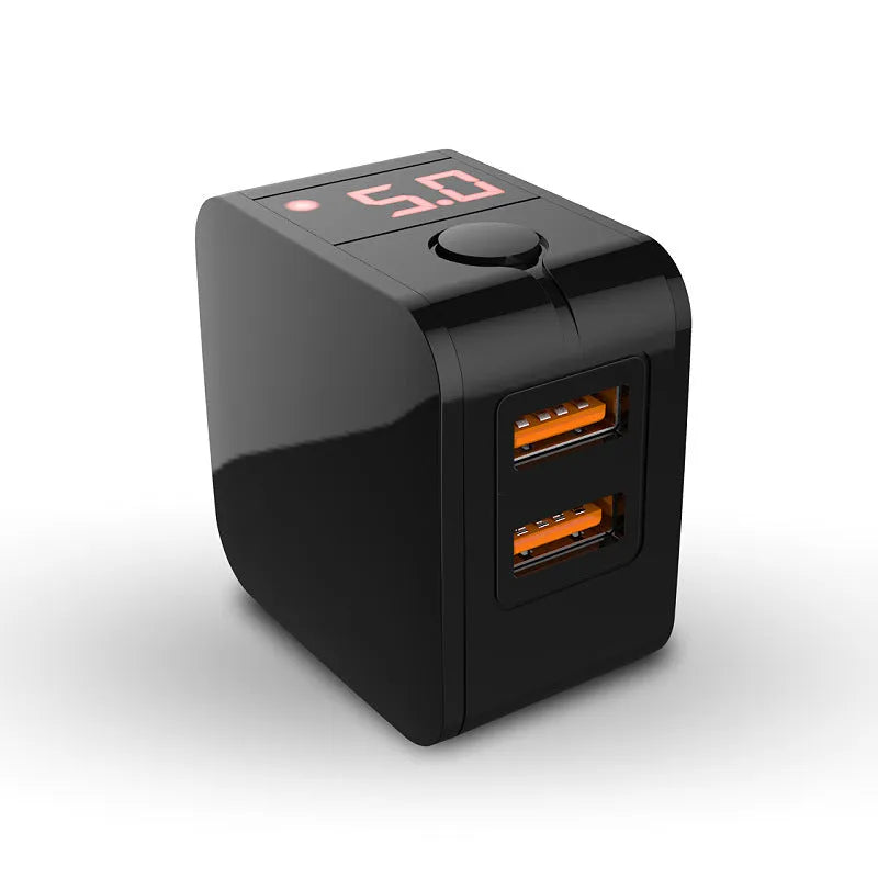 5V2A dual USB fast charger with digital display showing charging status