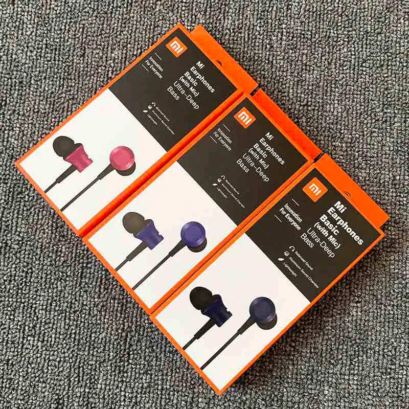 Piston in-ear wired headphones with 3.5mm jack in black, blue and red colour options