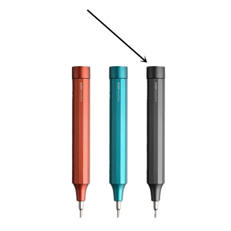 24-in-1 aluminium repair screwdriver set with magnetic bit storage, shown in slate black, for mobile phone and computer disassembly.