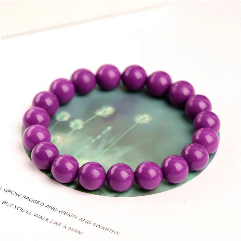 Jiuya 5A grade purple mica crystal bracelet with polished beads in single circle unisex design