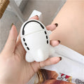 Cartoon aeroplane headset design silicone flip case for Apple AirPods 1 and 2 with attachment hook.