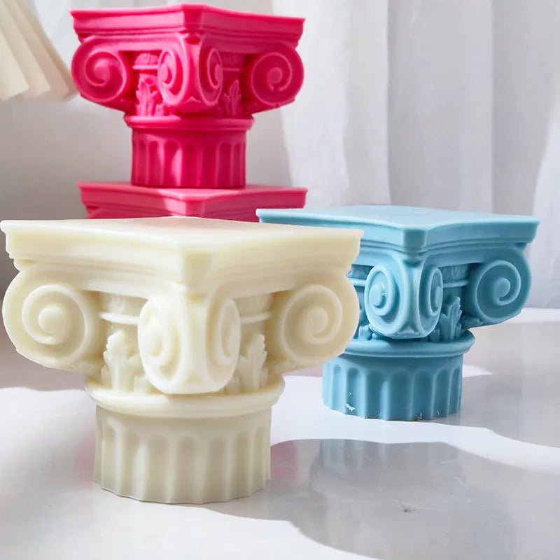 Silicone Roman pillar candle mould with irregular column design for multi-material crafting