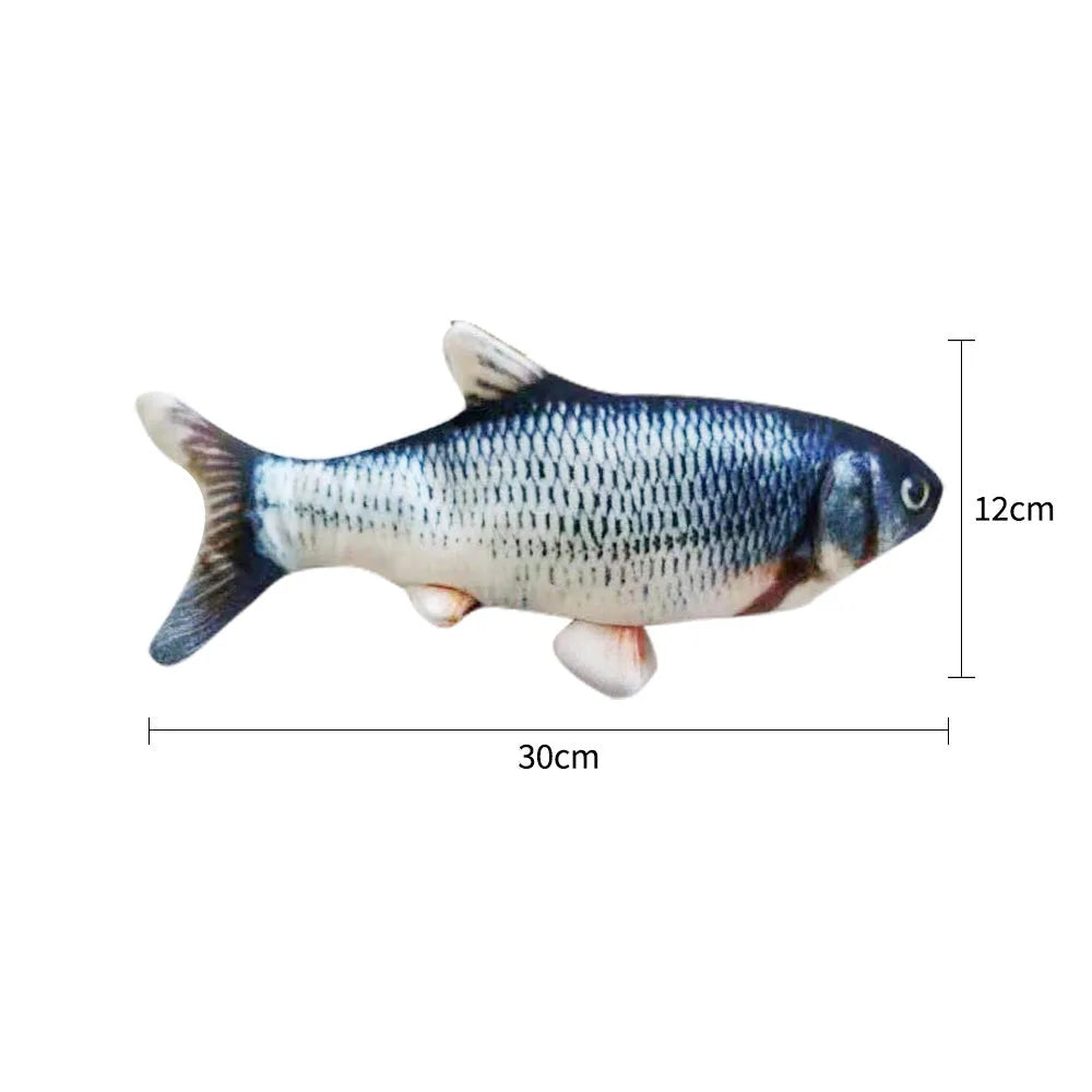 30cm electronic jumping fish cat toy with USB charging cable in multicolour PP plastic