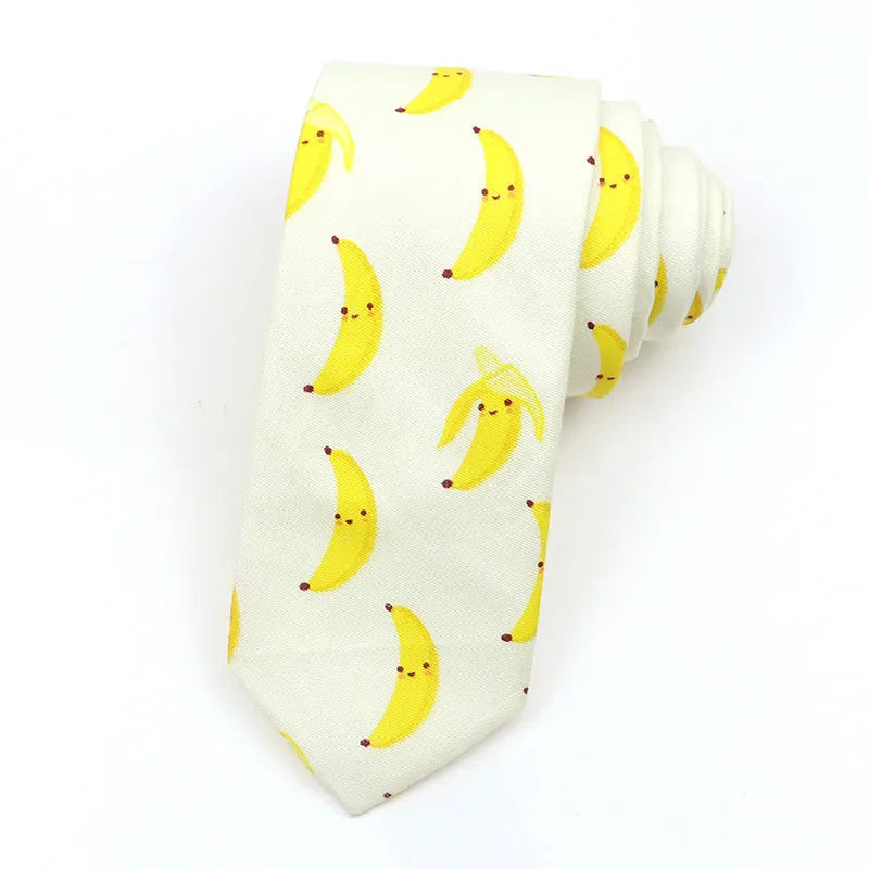 Korean style narrow cotton bow tie with cartoon print pattern in casual men's accessory
