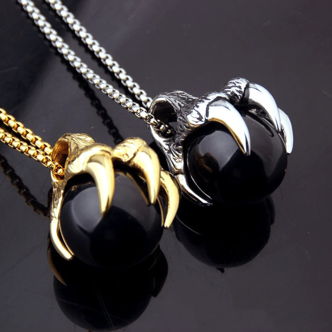 Men's stainless steel animal zodiac pendant necklace, 65g, shown in steel colour or gold colour options