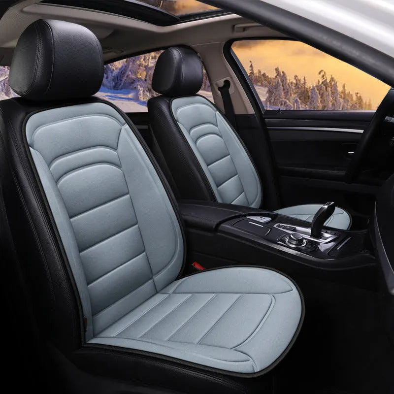 12V electric heated car seat cushion with backrest in brown, beige, or black, 40-65°C