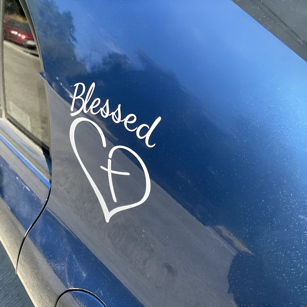 Faith Hope Love letter sticker with heart design in black, white, or red colours