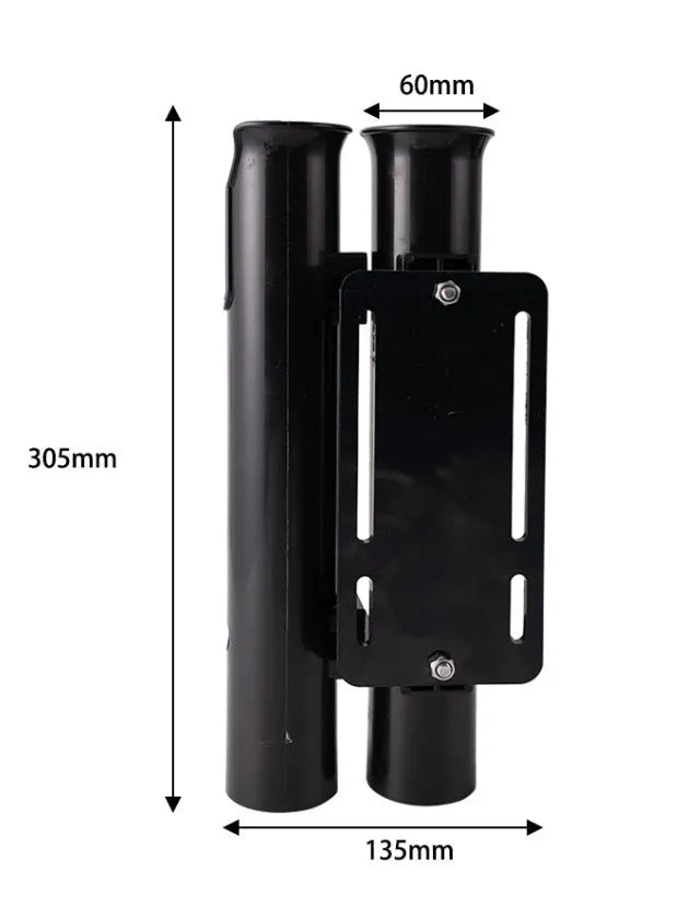 Carbon and plastic fishing rod rack with clamp mount for motorcycle or bicycle