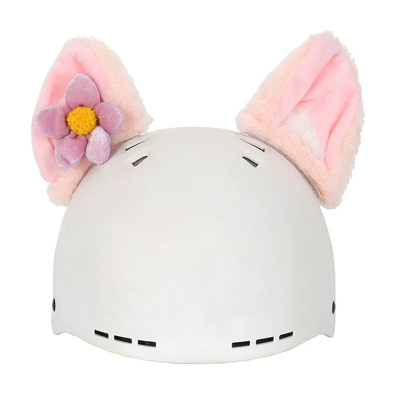 Cute cartoon helmet hat cover made of plush fabric with ear decorations in size M for cosplay.