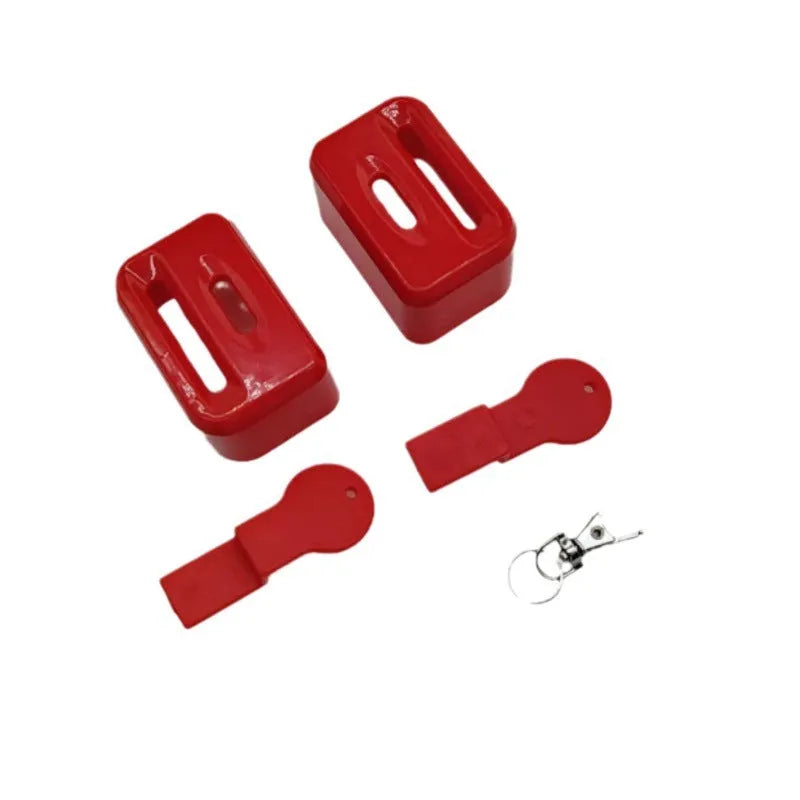 Black and red ABS plastic seat belt lock clamp holder for preventing car seatbelt alarms
