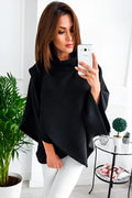 Long grey women's batwing cardigan sweatshirt with button front and stitching detail