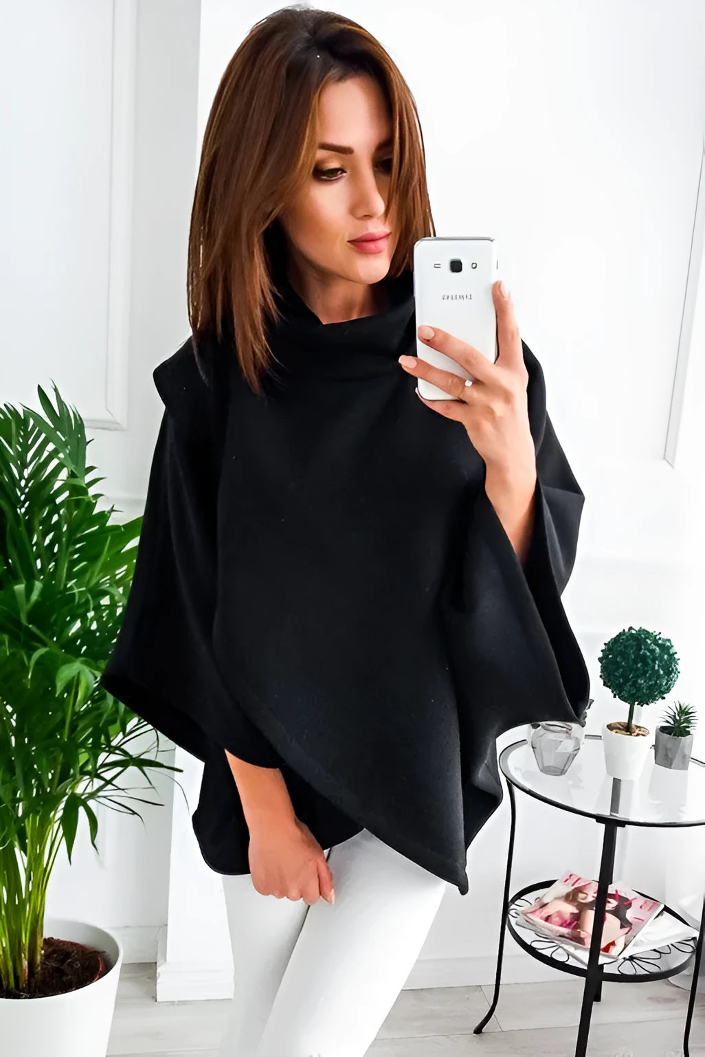 Long grey women's batwing cardigan sweatshirt with button front and stitching detail