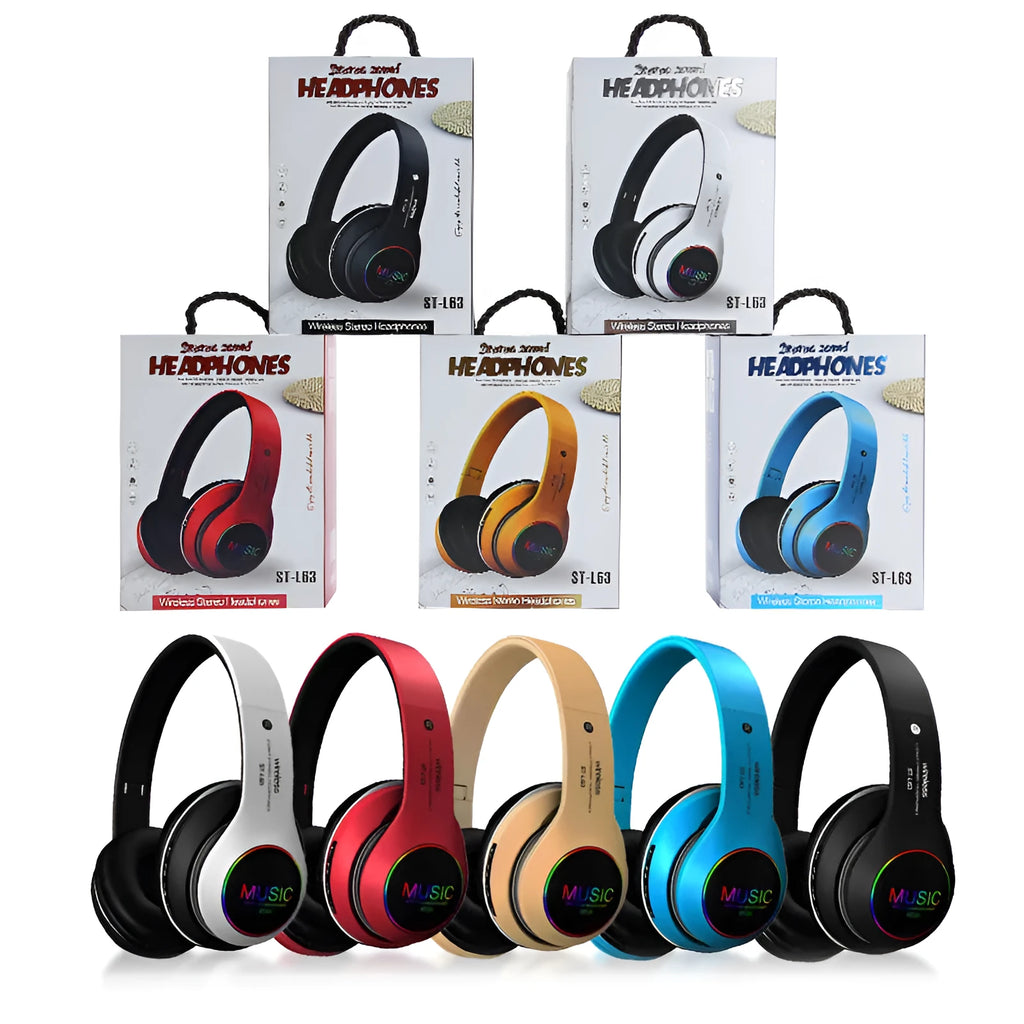 Explosive Bluetooth wireless headset in black, blue, gold, red, or white colours with 40mm speakers