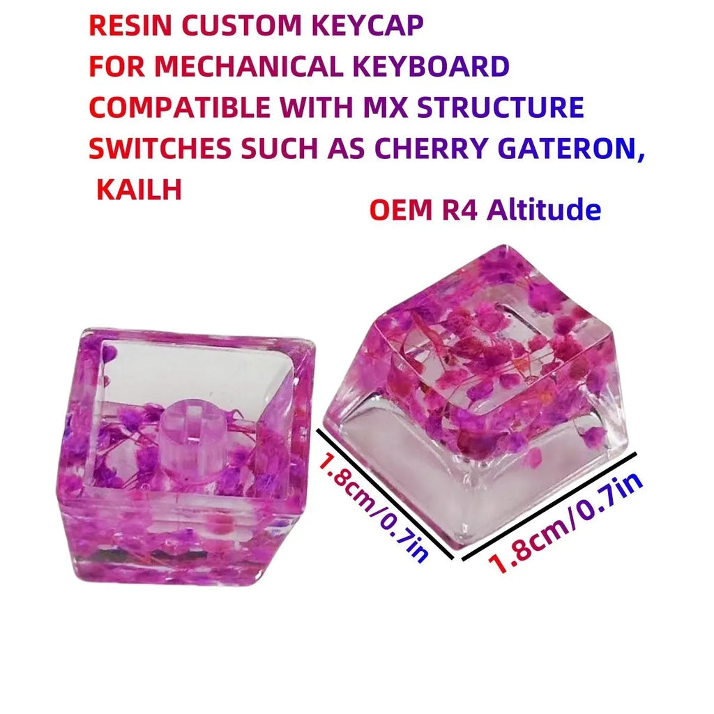 Transparent resin mechanical keyboard keycap with starry sky design in green colour