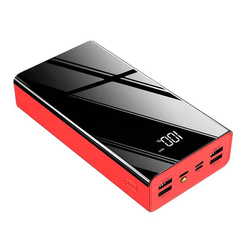 Large capacity 40000mAh power bank with LCD display in black or red plastic casing